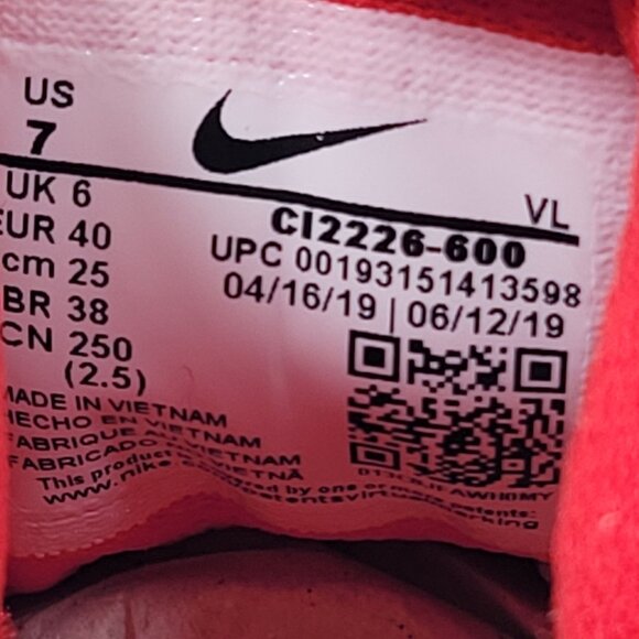 Nike Alpha Huarache Elite 2 Low Men's Red White Cleats CI2226-400 US Size 7 NWB - Picture 10 of 10